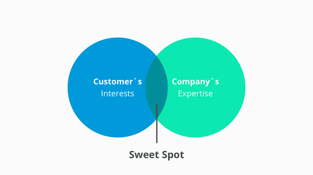Visualization of the sweet spot in content marketing by Teri Watson