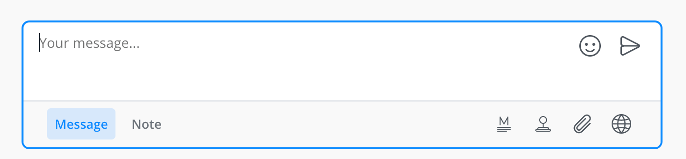 The Message Center's new type input area.