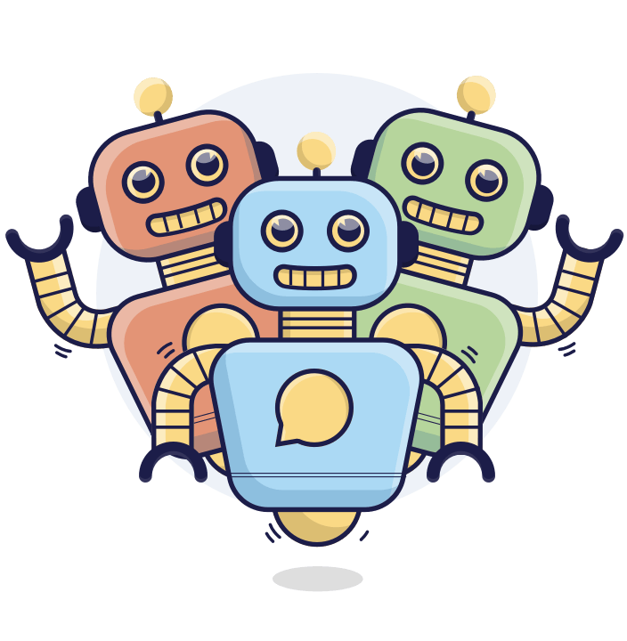cartoon of three chatbots