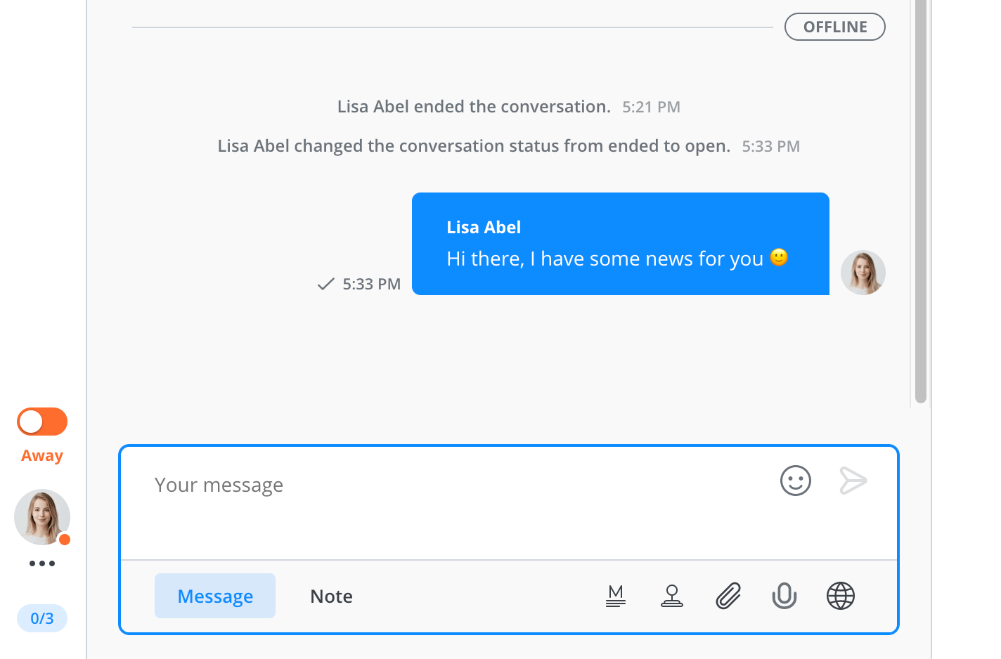 An example of a new status message with more context.