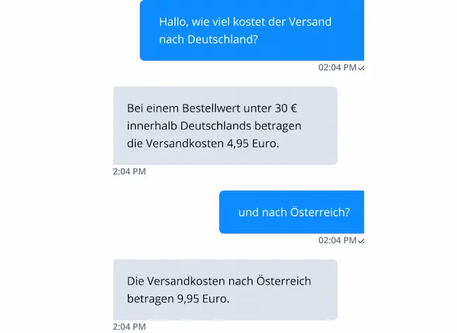 Beispiel für KI-Chatbot mit ChatGPT im Kundenservice