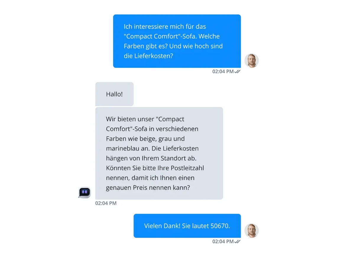 Der Chatbot beantwortet Fragen gleichzeitig