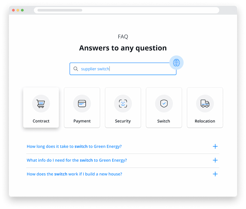Smart FAQ page with auto-completion