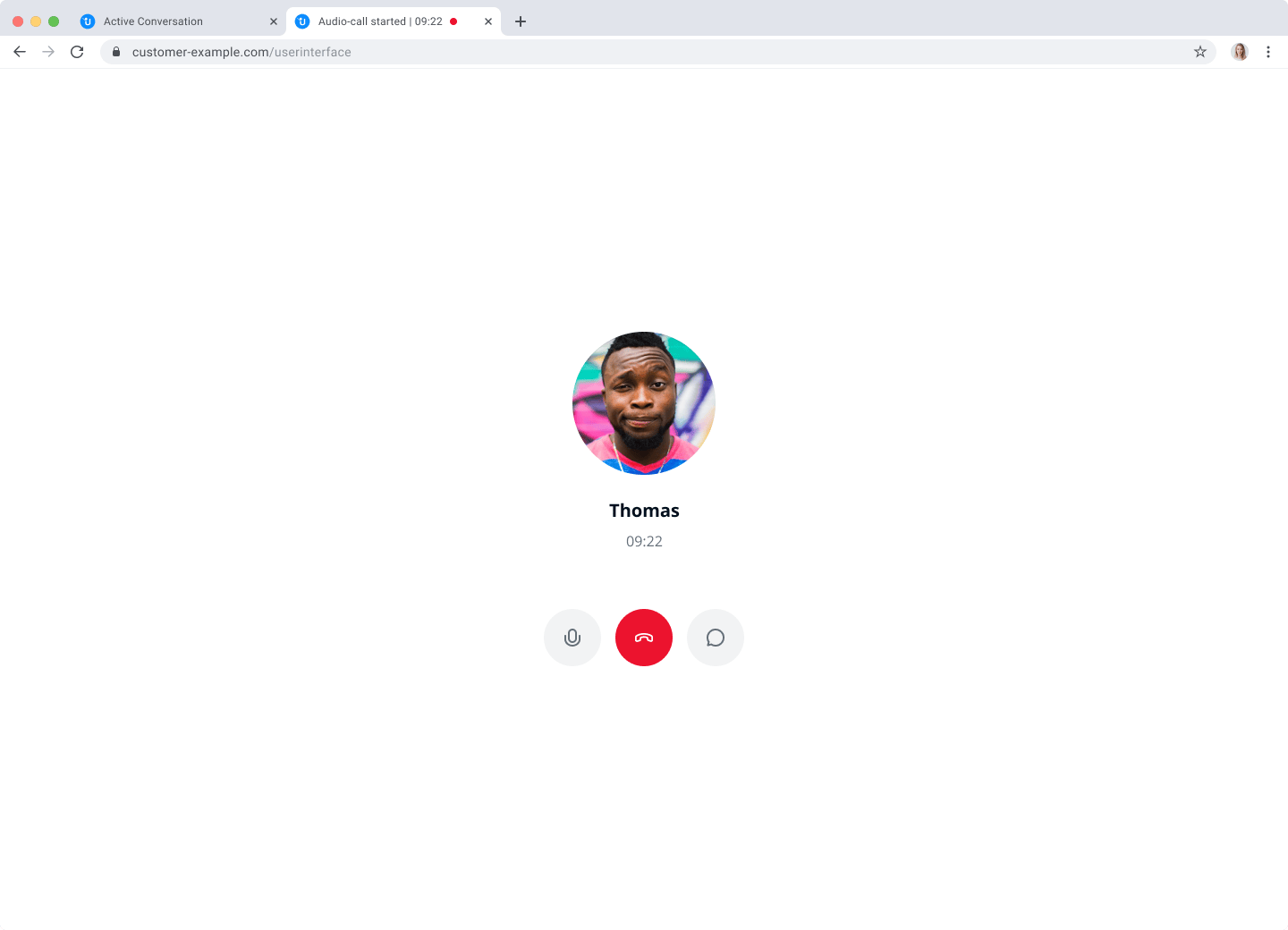 Operator Perspektive des Audio-Anrufe Tab.