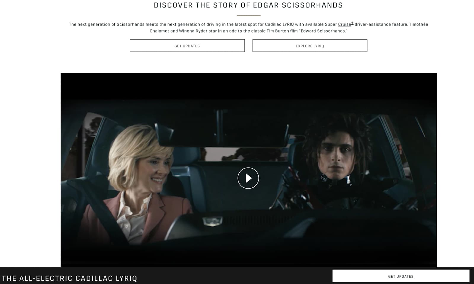 Cadillacs Edgar Scissorhands commercial