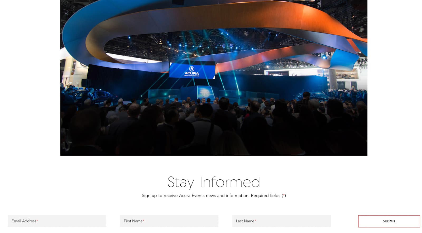 Acuras option to sign up for show alerts