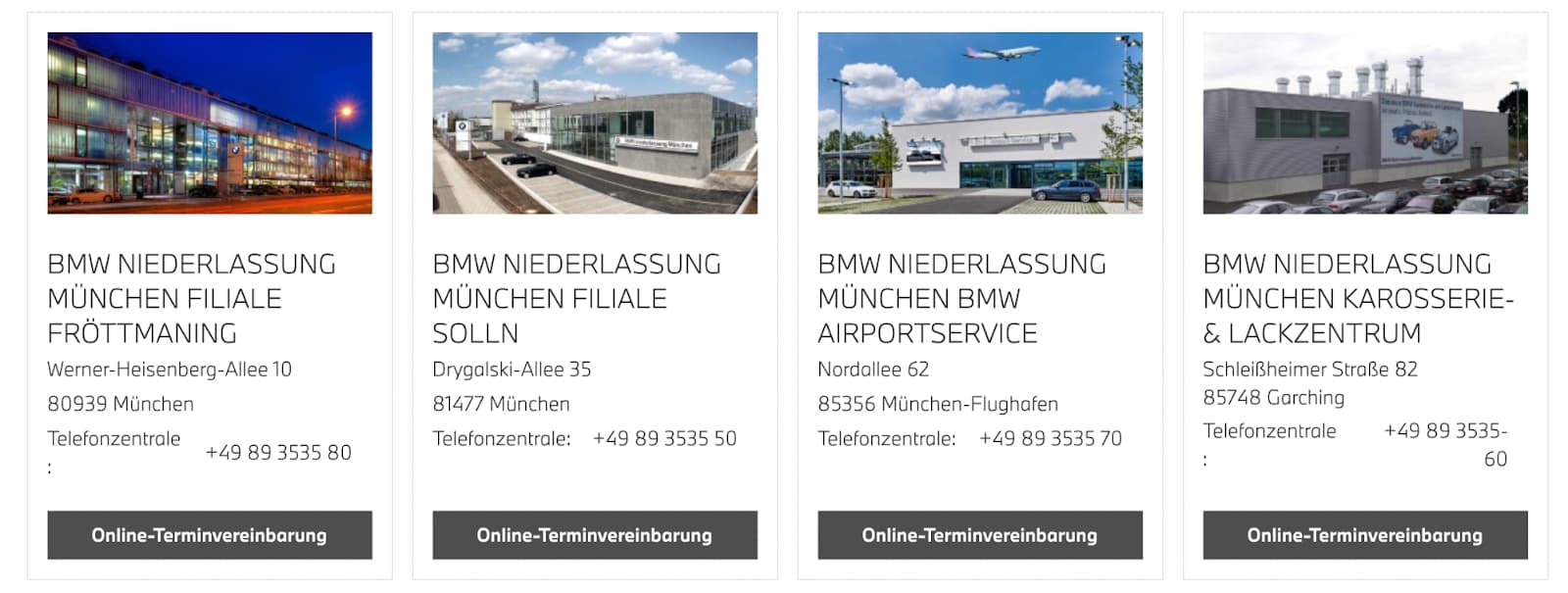 BMW Niederlassung's appointment portal