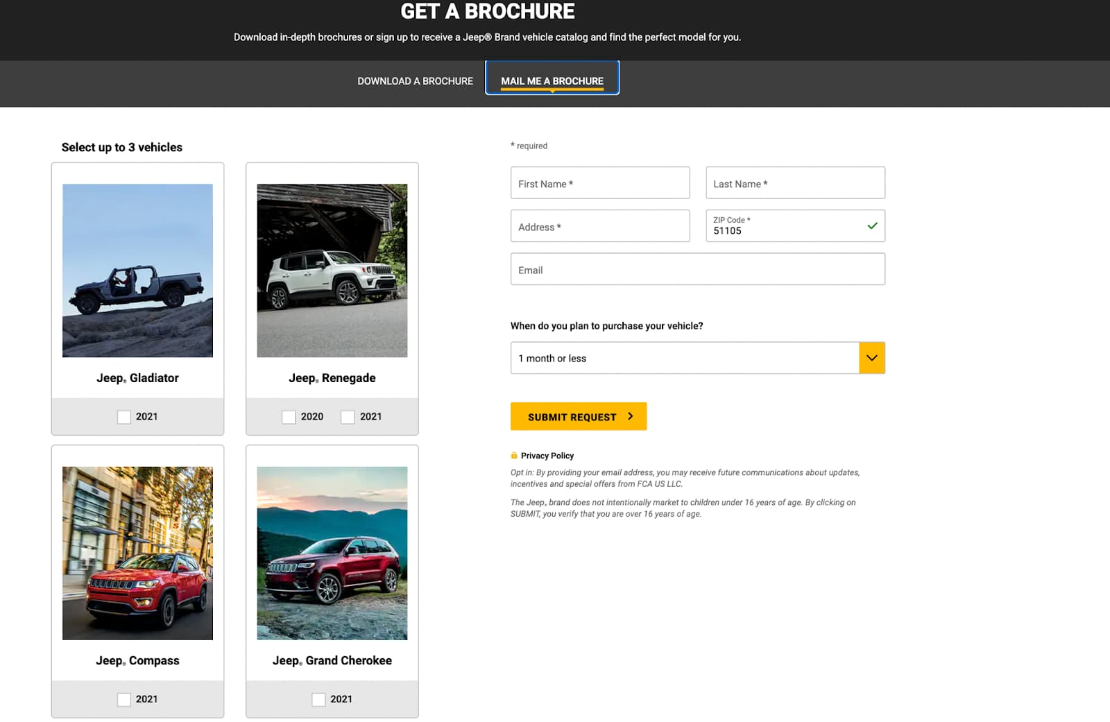 Jeeps downloadable and physical brochure