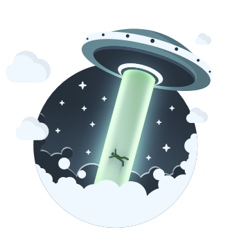 Onboarding einer Person durch ein UFO.