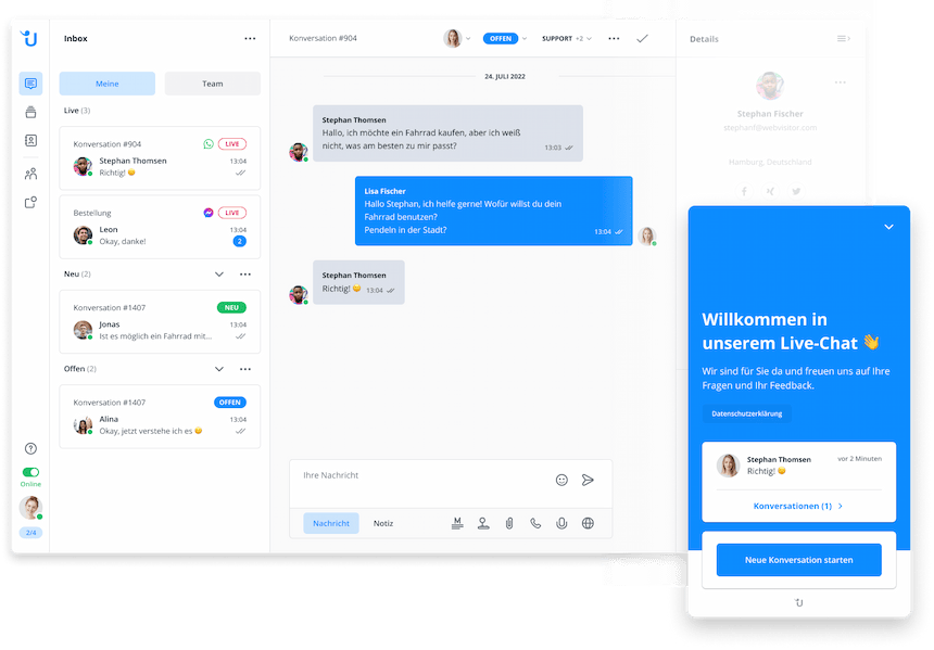 Userlike Message Center und Website Messenger