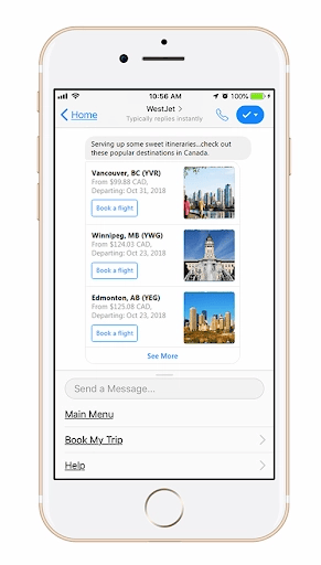 Imagen de un teléfono móvil con recomendaciones de destino