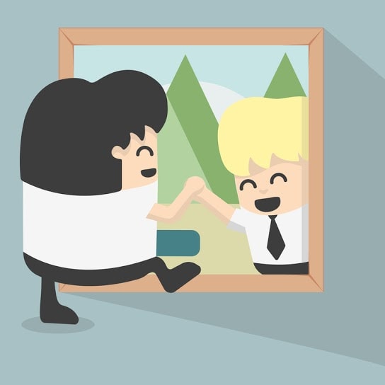 Un homme s'adressant au client pour lui expliquer pourquoi il est meilleur que la concurrence.