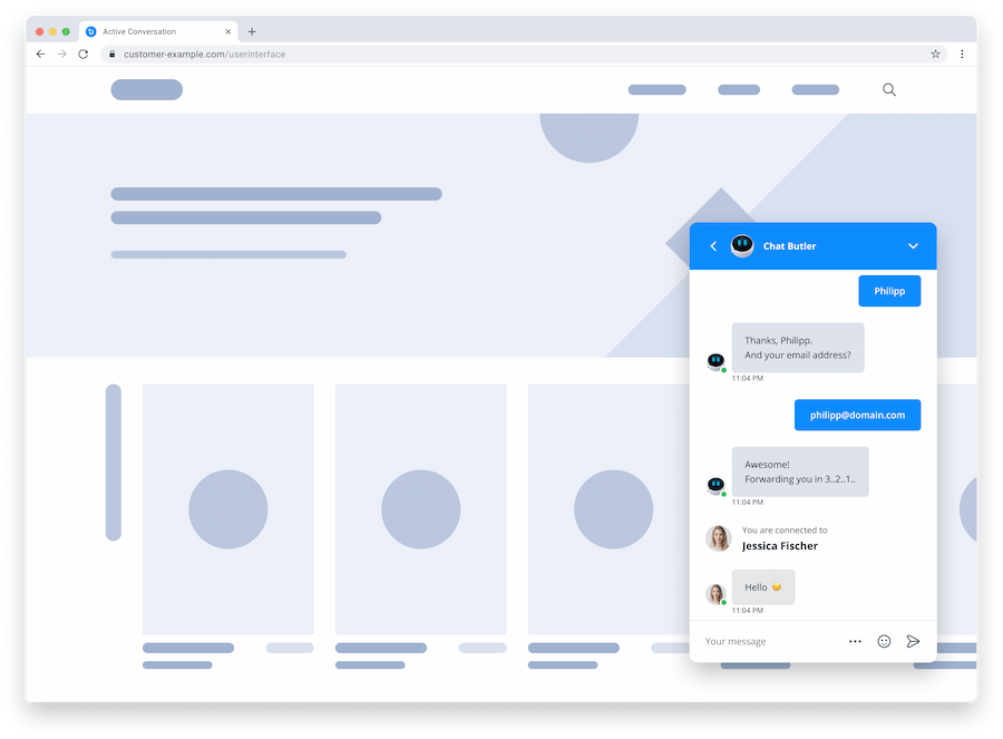 chatbot forwarding customer to an agent