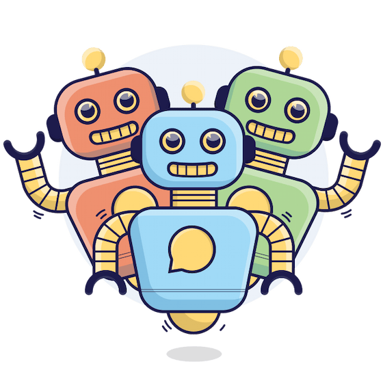 group of cartoon chatbots