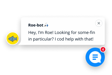 roe-bot chatbot greeting a site visitor