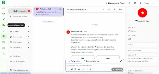Bild des Brevo Message Centers
