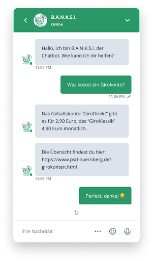 Beispiel für Bank-Chatbot