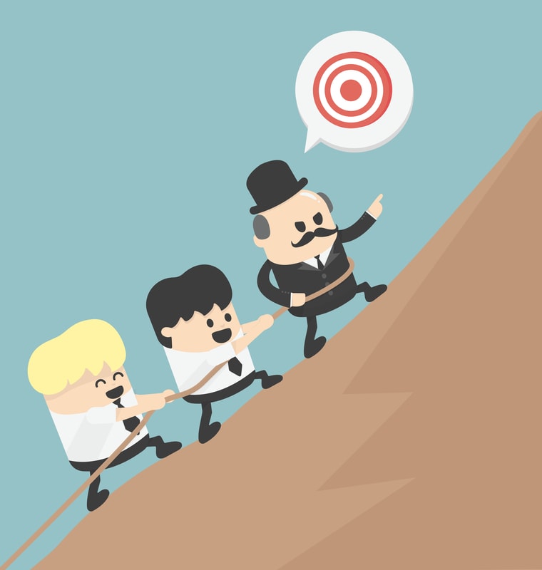 cartoon of employees aiming for a goal, one major cause of service failure