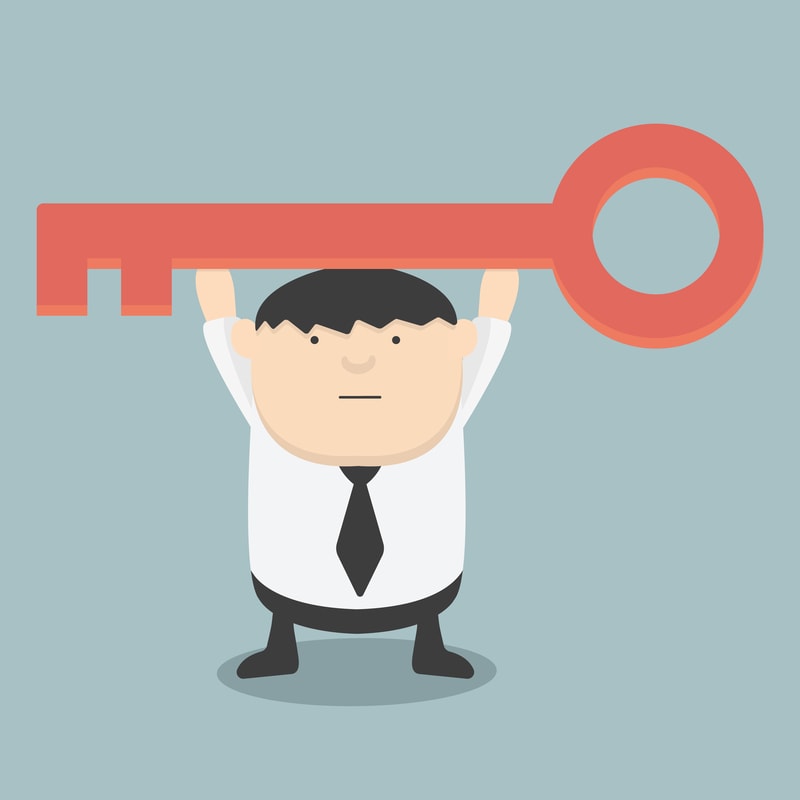 cartoon of guy holding a key