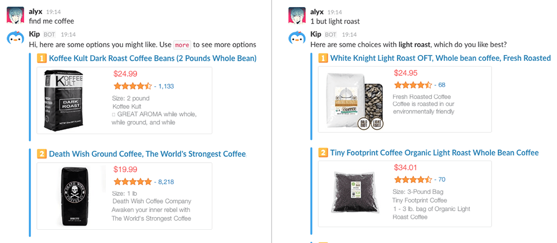 Kip in action on Slack
