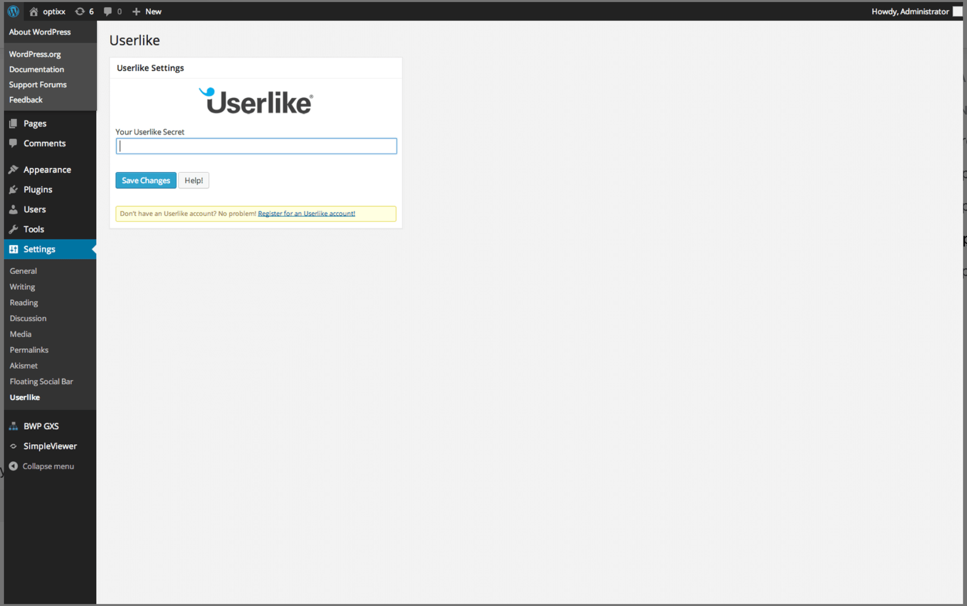 Userlike-Plugin in WordPress