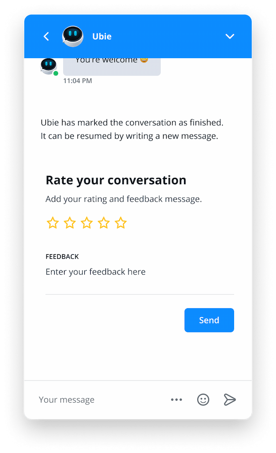 Star rating after a chatbot conversation