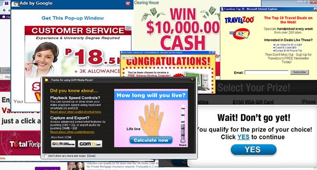 image of a desktop flooded with pop-up ads