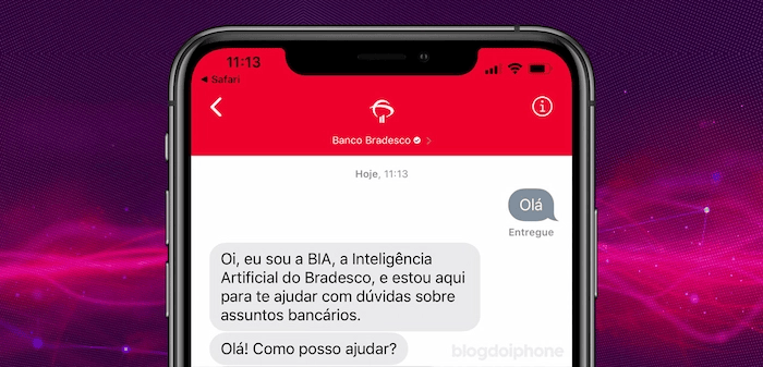 Image of an example conversation with Bradesco's chatbot
