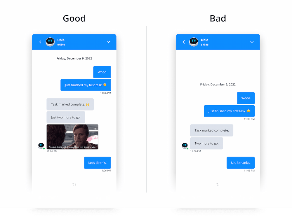 Chatbot congratulates user with funny image