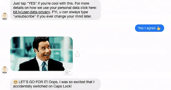 Chatbot using humor and a gif in conversation