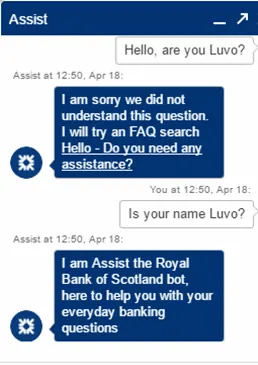 Extremely boring conversation with the Royal Bank of Scotland chatbot