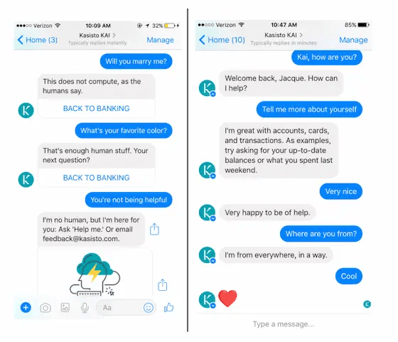 Conversation with a chatbot that knows how to stay on topic