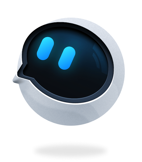 Chatbot cartoon looking at text