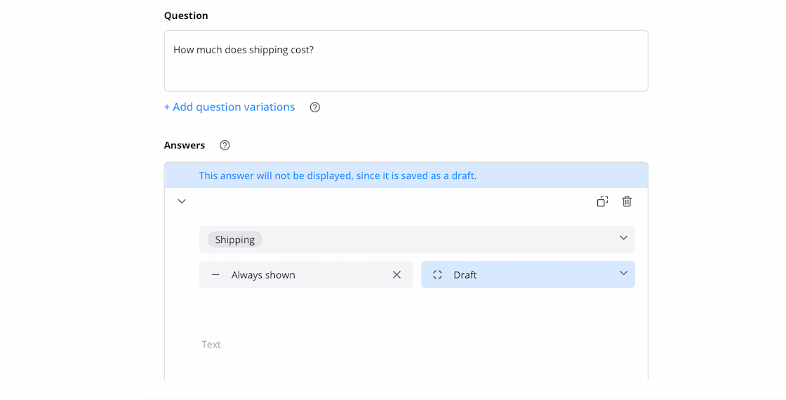 Text editor in Userlike's AI Automation Hub