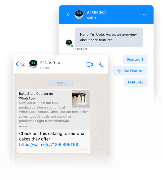 un chatbot de Userlike basado en IA escribiendo en una ventana de mensajería