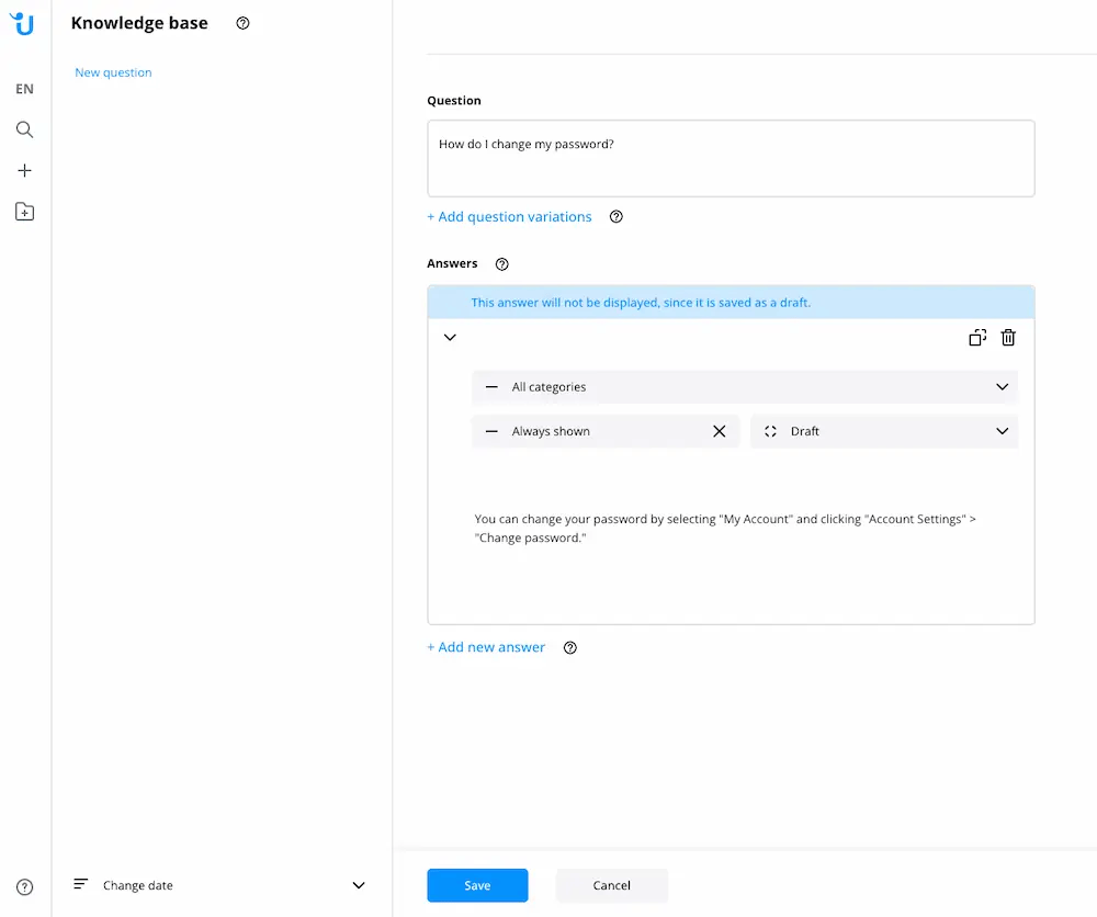 Knowledge base data entry overview