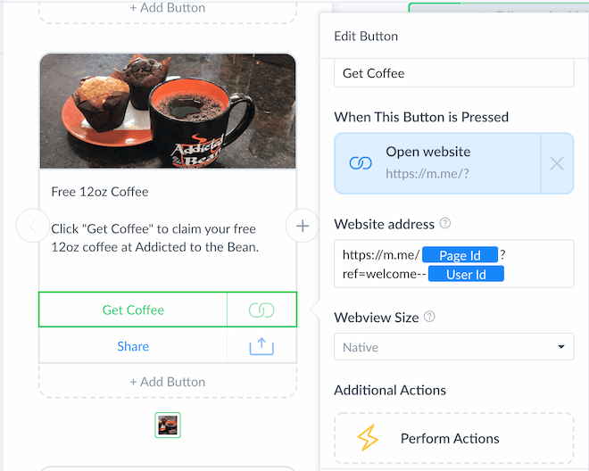 Image showing how to create a free offer through your chatbot using ManyChat