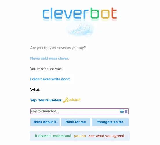 Cleverbot calls user useless in funny conversation