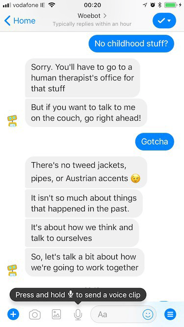 El humor del chatbot Woebot