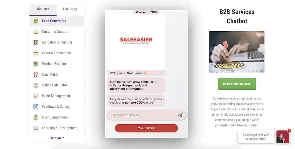  ejemplo de proveedor de chatbot tars
