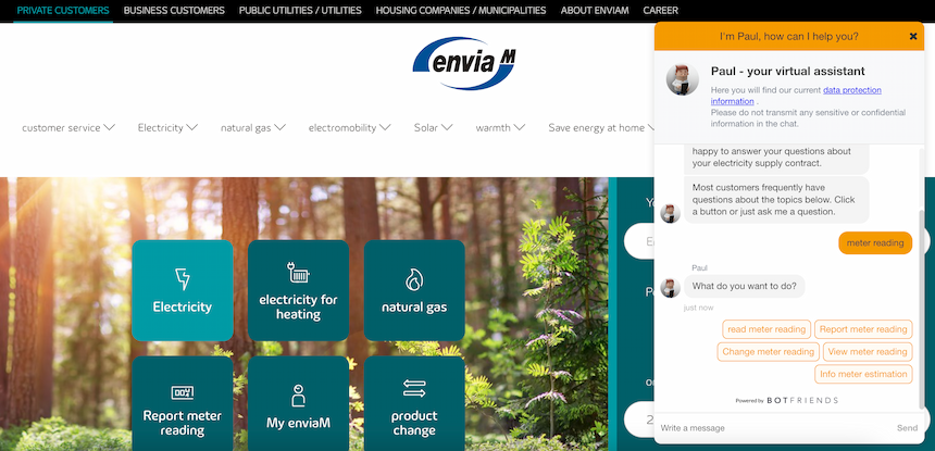 Energy chatbot offers assistance to user