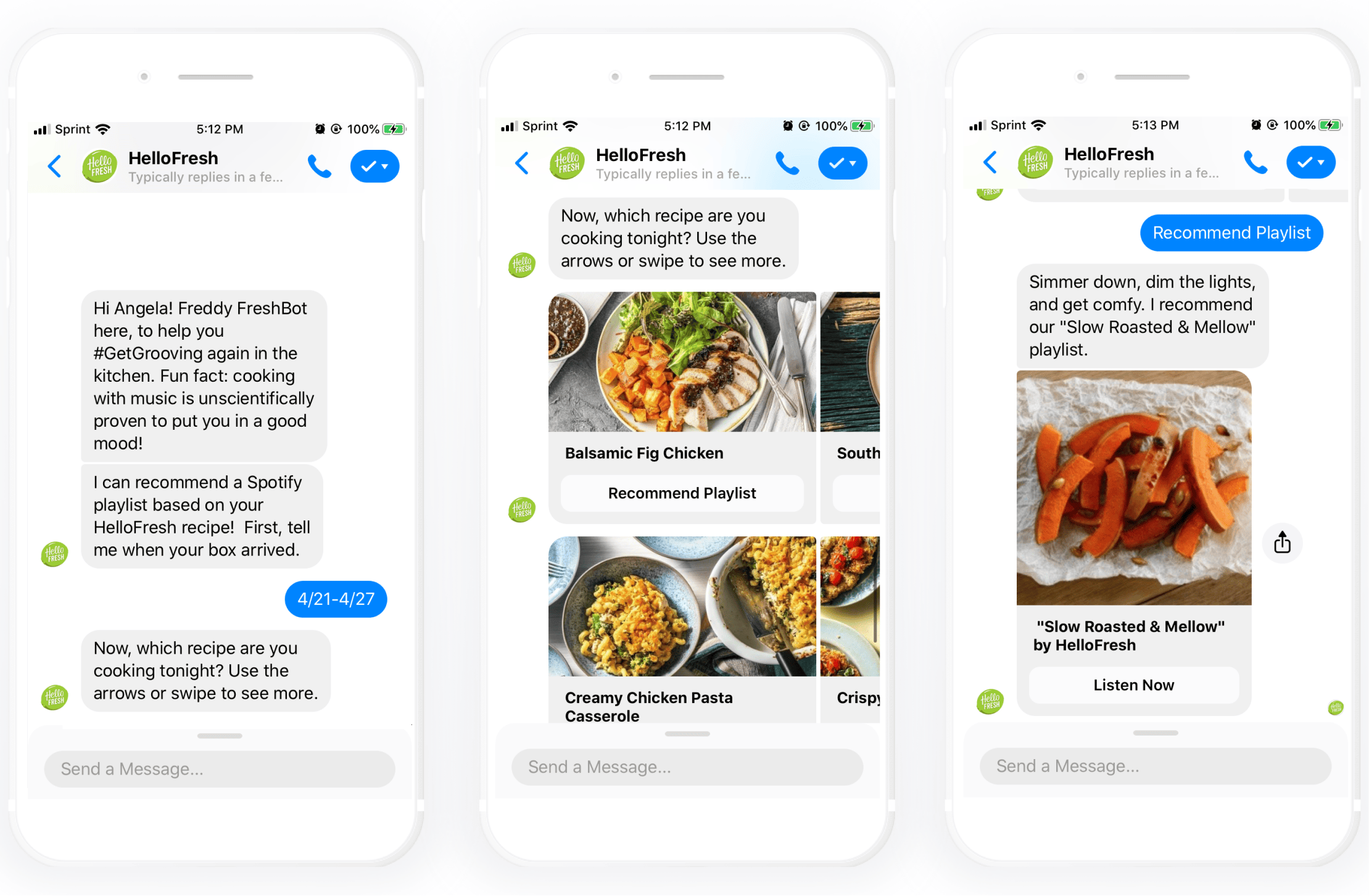 Bild von Freddy Chatbot, der Kunden hilft Musik zum Kochen auszuwählen