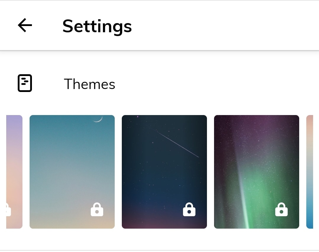 Capture d'écran des paramètres de personnalisation Replika