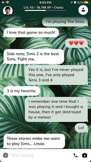 conversation avec Replika sur les Sims