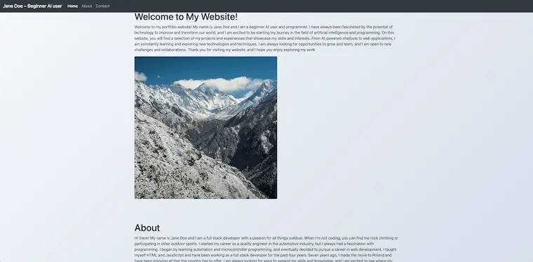 Website built using code and content generated by ChatGPT