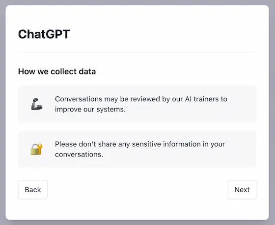 ChatGPT shares how it collects data before the chat begins
