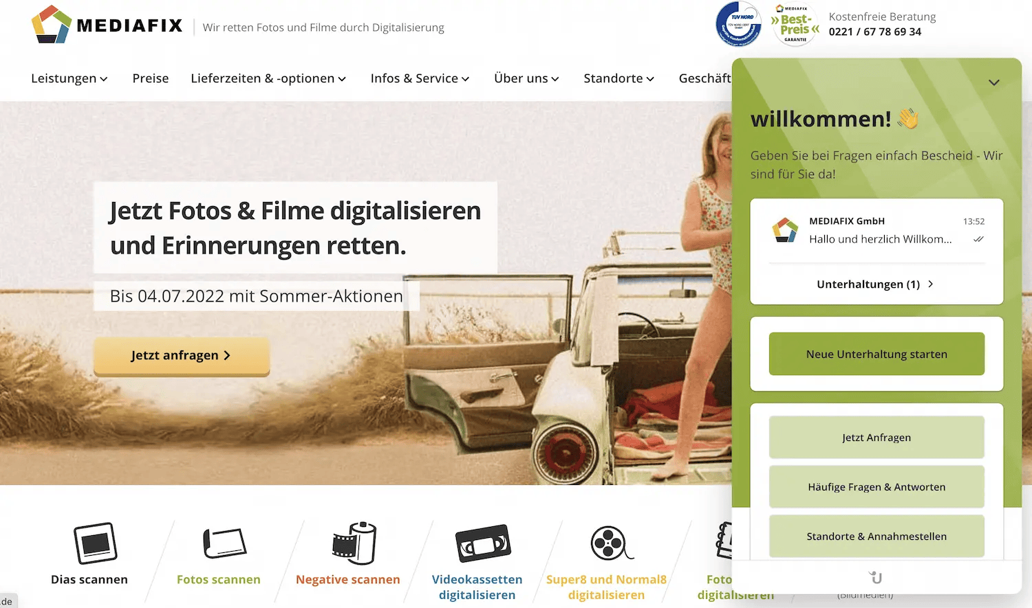 Website-Widget mit Quicklinks