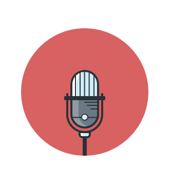 Microphone devant un fond rouge