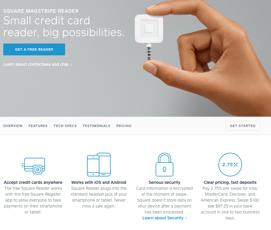 Page des produits Squares