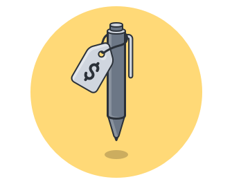 Pen with a price tag.